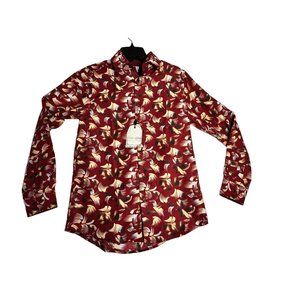 Tom Baine London Red Pattern Button Up L/S Shirt Mens Small
